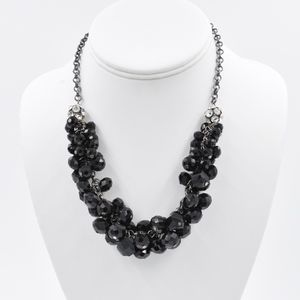 Black Crystal and Rhinestone Beaded Necklace